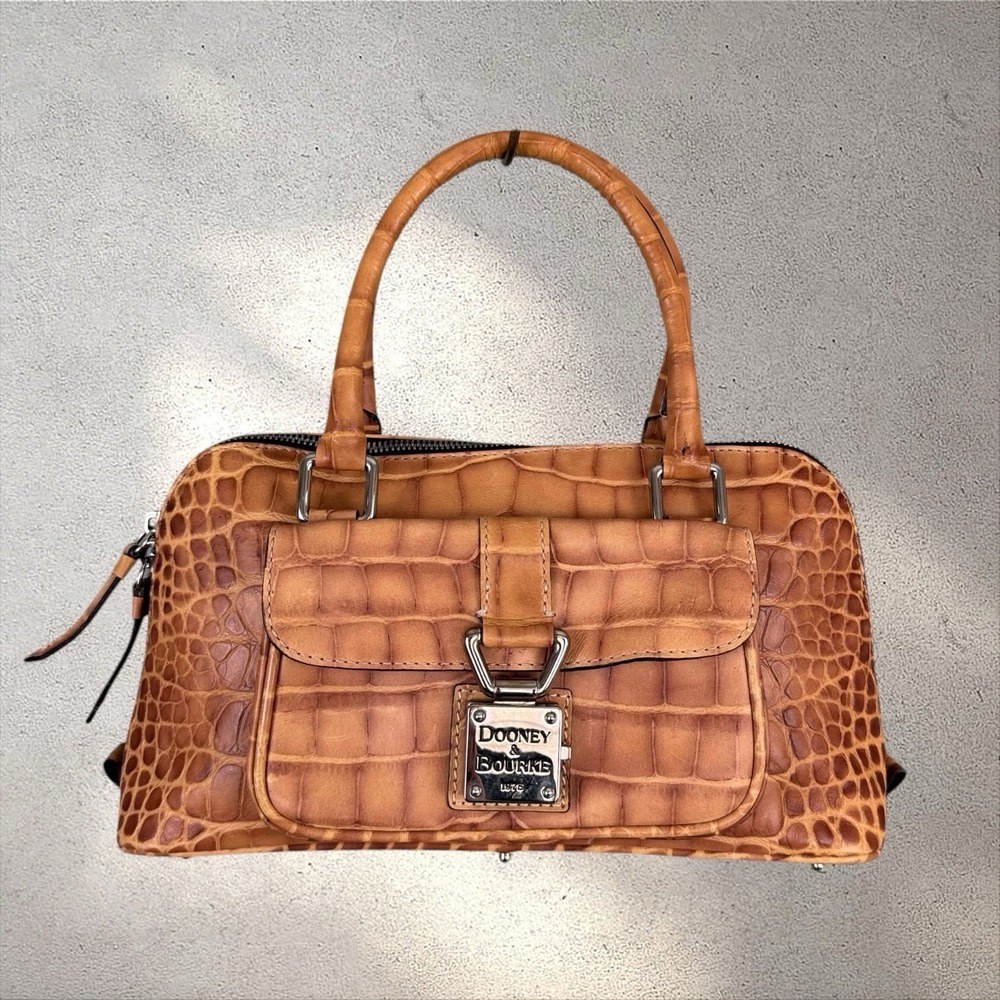 Dooney &‎ Bourke Dillen Crocodile Croco Embossed Barrel Top Handle Satchel Bag